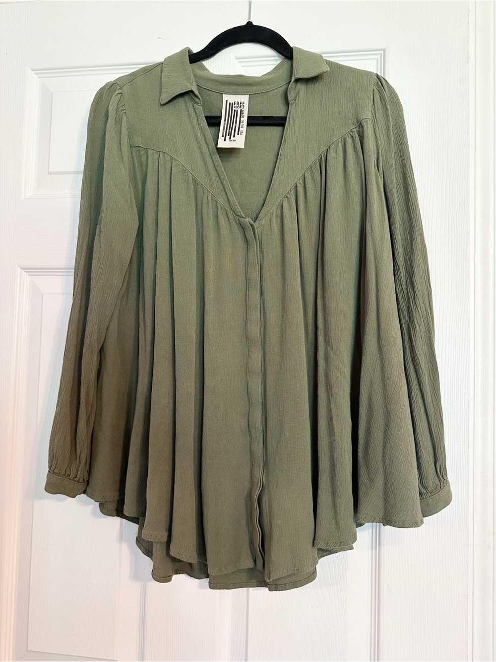 Free People Olive Blouse